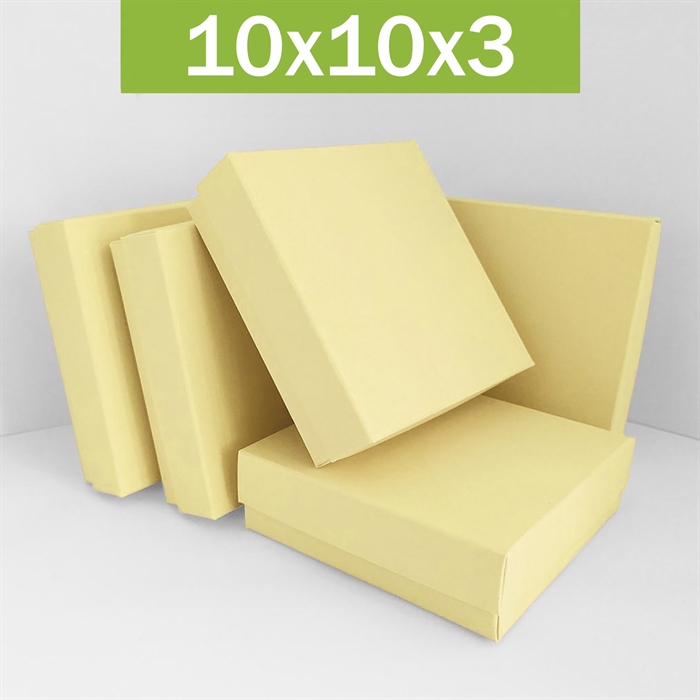Коробка 10х10х3 см слоновая кость, самосборная 10103_paleyellow - фото 4803