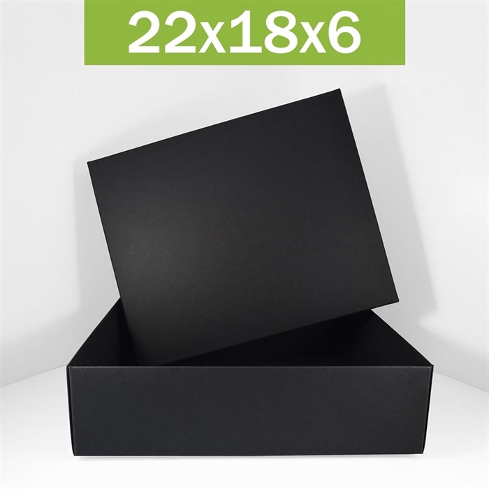 Коробка 22х18х6 см черная самосборная с тиснением логотипа 22186_black_T - фото 5550