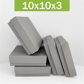 Коробка 10х10х3 см серая самосборная 10103_grey