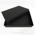 Коробка 22х18х6 см черная самосборная с тиснением логотипа 22186_black_T